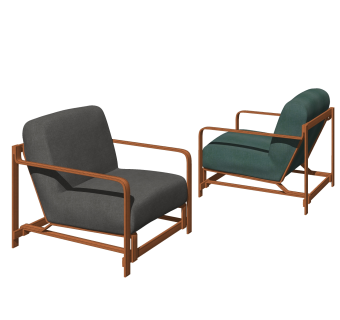 现代布艺单人沙发su模型，单人沙发sketchup模型下载