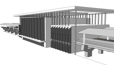现代高铁站火车站草图大师、高铁站su模型免费下载