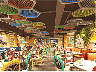 时尚网红餐厅施工图CAD图纸，餐厅cad设计图纸下载