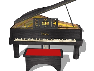 现代<em>钢琴</em>草图大师模型，<em>钢琴</em>SKB文件下载