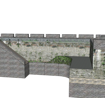 中式古城墙草图大师模型下载、中式古城墙su模型下载