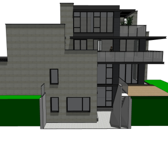 现代简约独栋别墅草图大师模型下载，独栋别墅sketchup模型