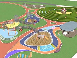 现代儿童乐园草图大师模型，乐园su模型下载