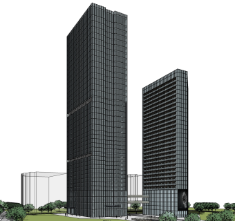 现代高层办公楼草图大师模型，高层办公楼sketchup模型免费下载