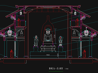 寺庙圆塔CAD施工图，寺庙CAD建筑图纸下载