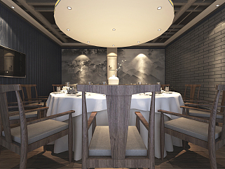 中式餐厅施工图效果图CAD图纸，餐厅cad设计图纸下载