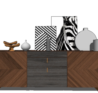 现代实木电视柜草图大师模型，电视柜sketchup模型下载