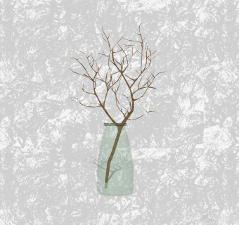 枯枝插花sketchup模型，花瓶花艺草图大师模型下载