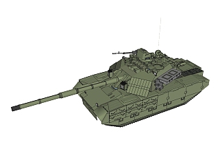 乌克兰T-84<em>堡垒</em>主战坦克草图大师模型，坦克SU模型下载