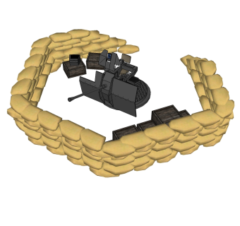 德国FLAK38高射炮草图大师模型，高射炮SU模型下载