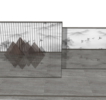 新中式景墙sketchup模型下载