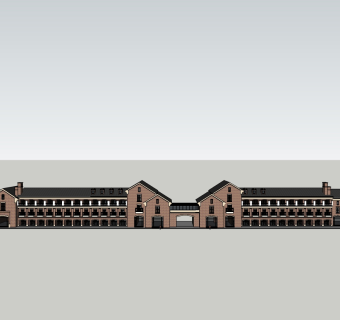 英式风格商业街草图大师模型下载、英式风格商业街su模型下载