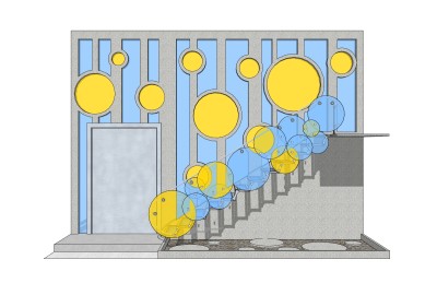 现代单跑楼梯草图大师模型，单跑楼梯sketchup模型免费下载