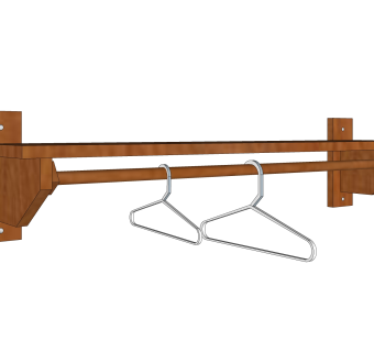 现代实木挂衣架草图大师模型,服装店衣架su模型下载