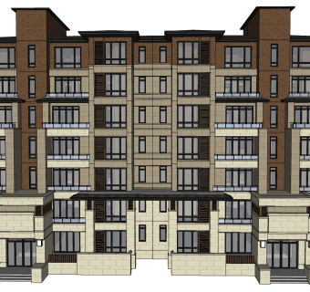 欧式联排别墅草图大师模型，别墅su模型下载