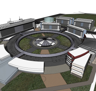 现代办公楼草图大师模型，办公楼sketchup模型免费下载