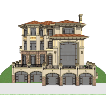 欧式别墅su模型，别墅sketchup模型下载