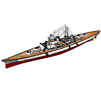 德国Bismarck俾斯麦号战列舰草图大师模型，战列舰SU模型下载