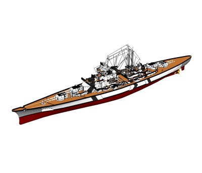 德国Bismarck俾斯麦号战列舰草图大师模型，战列舰SU模型下载