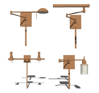 现代金属壁灯组合su模型 ，灯具组合草图大师模型下载
