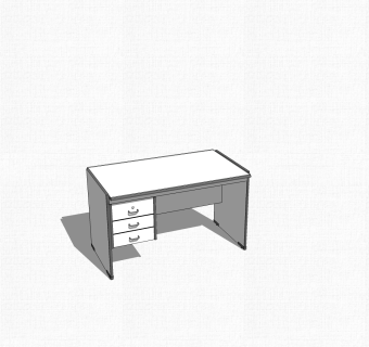 现代白色简约班台桌su模型，班台桌sketchup模型下载