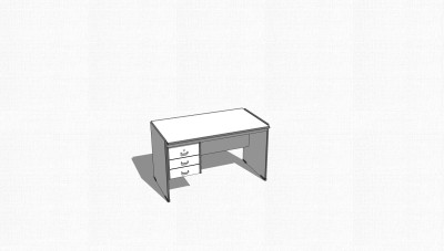 现代白色简约班台桌su模型，班台桌sketchup模型下载