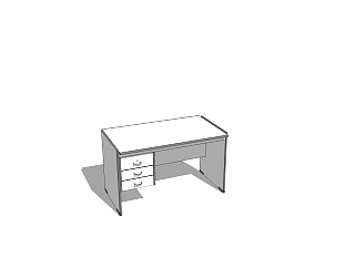 现代白色简约班台桌su模型，班台桌sketchup模型下载