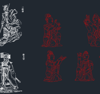 最新西游记人物CAD图库，西游记人物CAD图纸下载