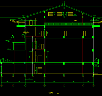 静音寺建筑施工图，寺庙CAD施工图纸下载