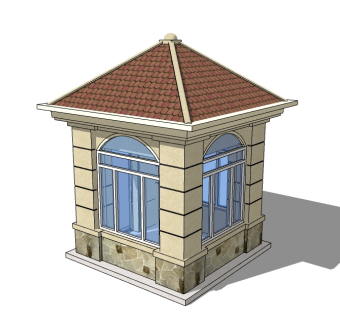 欧式岗亭SU模型下载，亭子草图大师模型