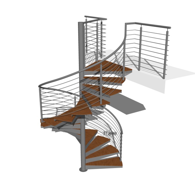 现代旋转楼梯草图大师模型，旋转楼梯SKB文件下载