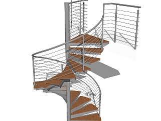 现代<em>旋转</em>楼梯草图大师模型，<em>旋转</em>楼梯SKB文件下载