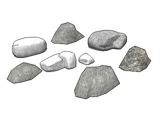 石头组合su模型下载、石头草图大师模型下载