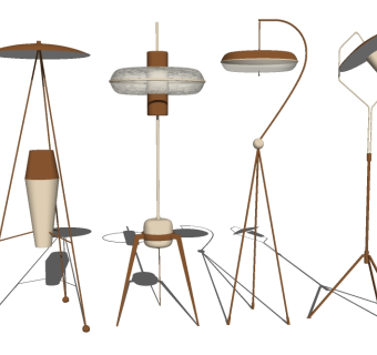 现代照明落地灯组合su模型 下载、照明落地灯组合草图大师模型下载