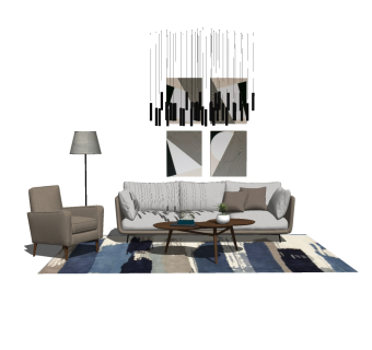 现代北欧布艺沙发草图大师模型，沙发su模型下载