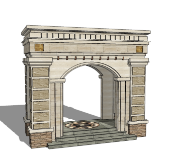 欧式入口大门草图大师模型下载，入口大门sketchup模型