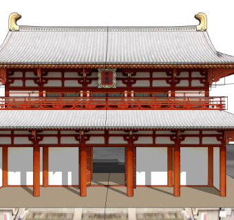 中式古建朱雀门草图大师模型下载、朱雀门su模型下载