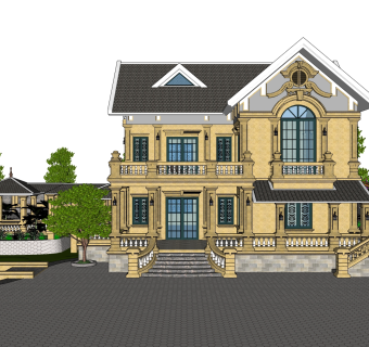 欧式别墅SU模型，别墅SKP模型下载