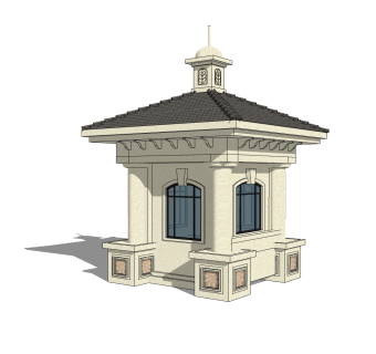 门卫亭草图大师模型， 门卫亭sketchup模型下载