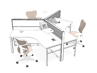 现代办公桌椅su模型，办公桌椅sketchup模型下载