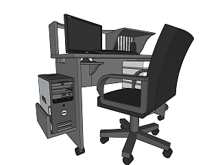 办公<em>电脑</em>桌椅SU模型设计，办公<em>电脑</em>桌椅sketchup模型...
