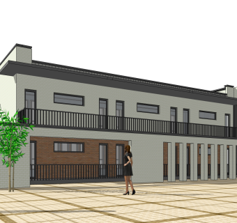 现代办公楼外观草图大师模型，办公楼外观sketchup模型免费下载