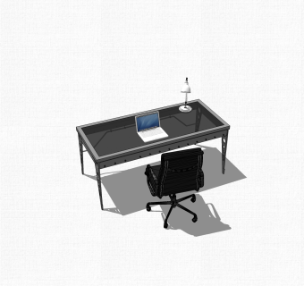 现代玻璃办公桌草图大师模型，办公桌skp模型下载