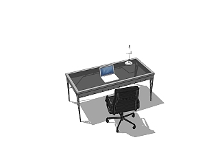 现代玻璃办公桌草图大师模型，办公桌skp模型下载
