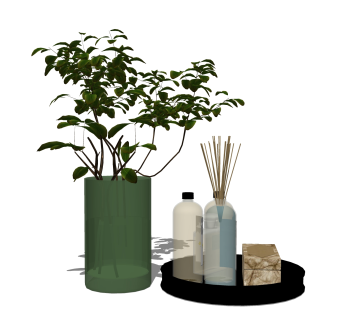 树枝玻璃瓶摆件草图大师模型,现代装饰品su模型下载