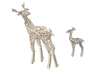 现代<em>抽象</em>鹿雕塑草图大师模型，雕塑su模型下载