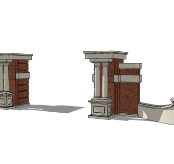 欧式入口大门SU模型免费下载，入口大门草图大师模型下载
