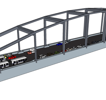 现代公路桥草图大师模型，公路桥su模型下载