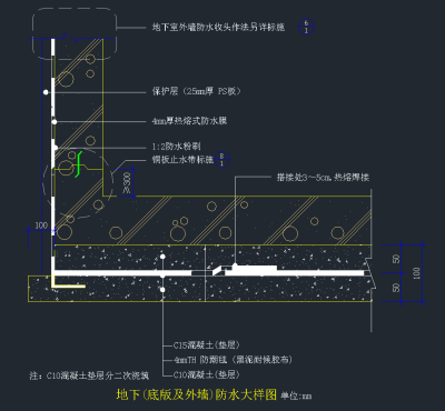 整套底板防水节点CAD大样图，防水节点CAD建筑图纸下载