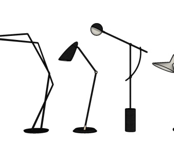 现代落地灯钓鱼灯组合su模型下载、落地灯钓鱼灯组合草图大师模型下载